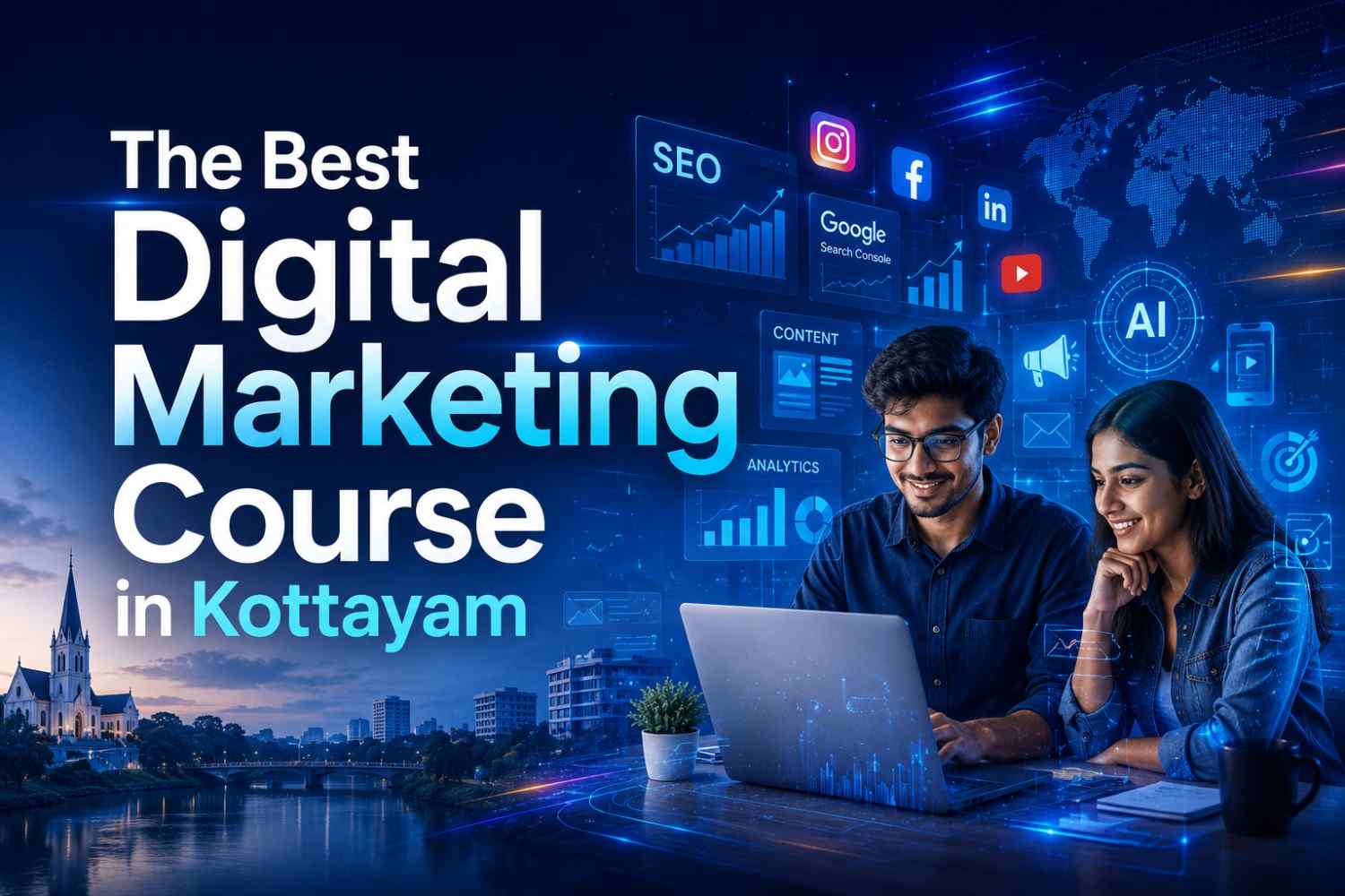 Students learning Digital Marketing with AI, SEO, Google Ads, Social Media Marketing and Analytics at CV Tech Kottayam – The Best Digital Marketing Course in Kottayam.